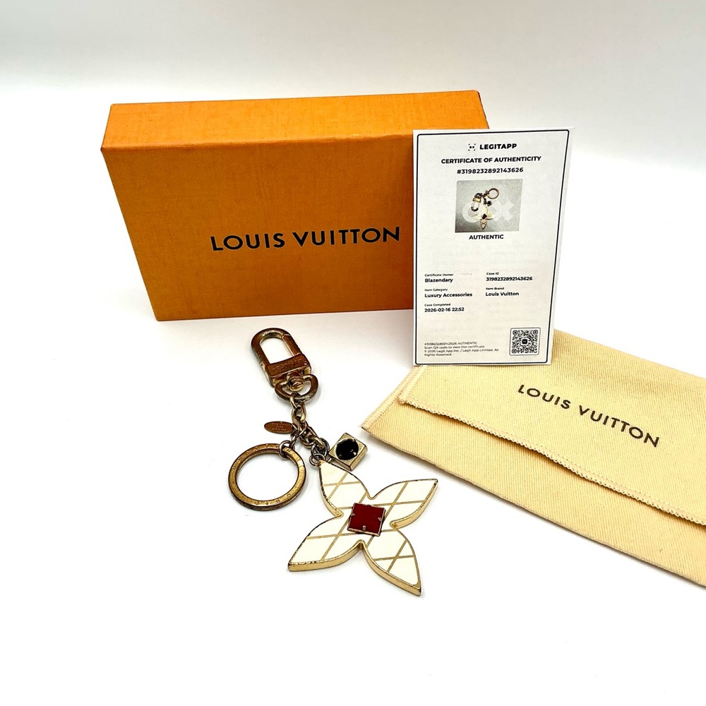 Louis Vuitton Malletage Flower Key Holder/Bag Charm #1081